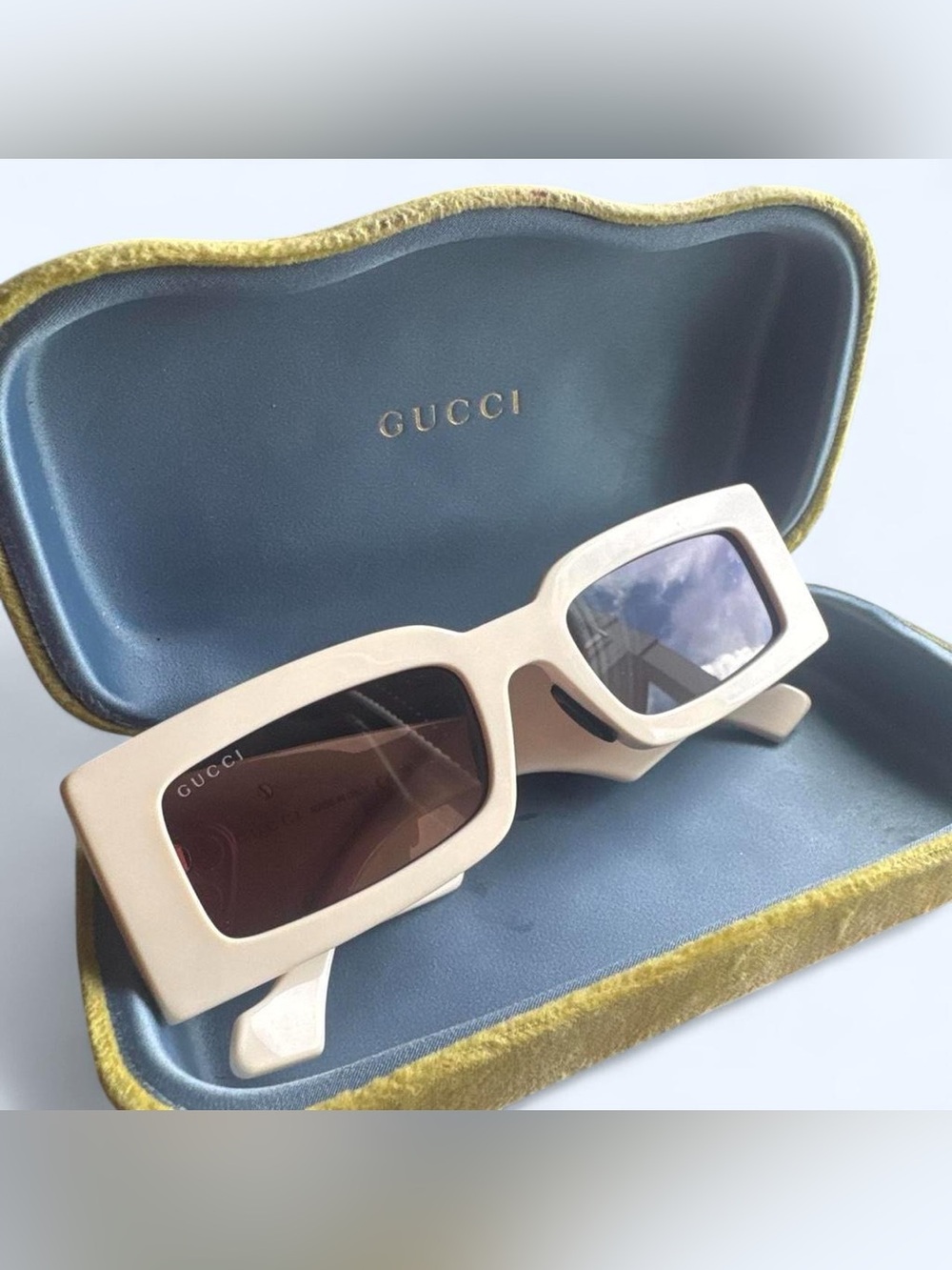 Gucci Pink Beige Frame Sunglasses with Gold Double-G Accents